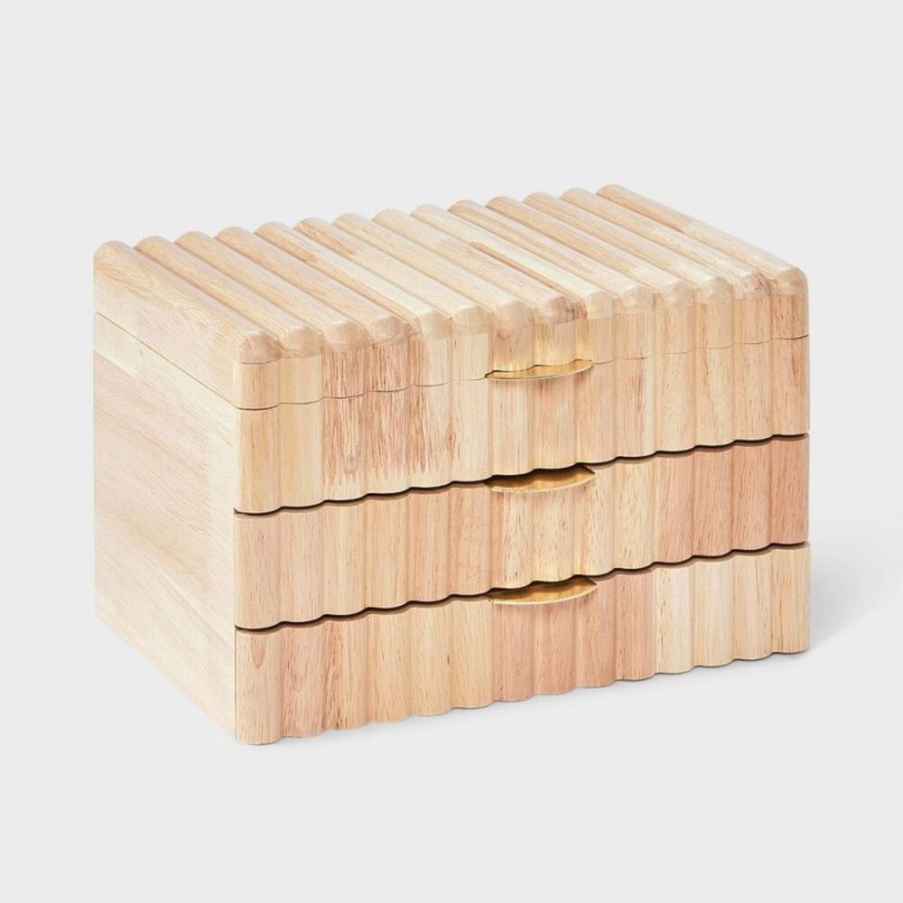 2-Drawer Rubber Wooden Jewelry Organizer - A New Day Natural